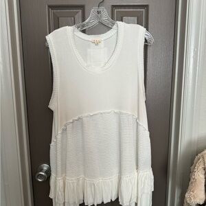 POL off-white loose fitting tank